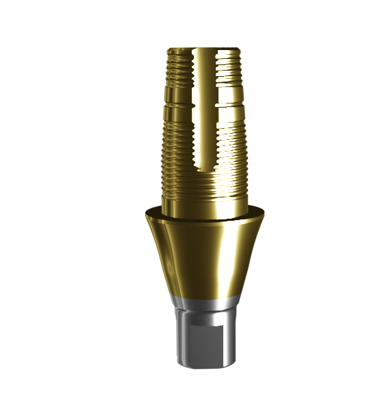 Абатмент-основание (одиночный), аналог GEO, совместим с Straumann Bone Level NC, с покрытием TiN, с 2 винтами