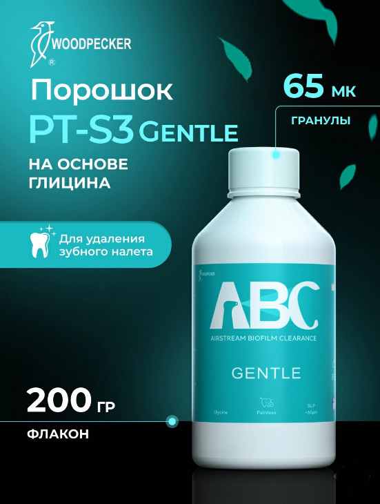 Порошок профилактический для профессиональной гигиены PT-S3 Gentle на основе глицина, 65 мк (200 г)