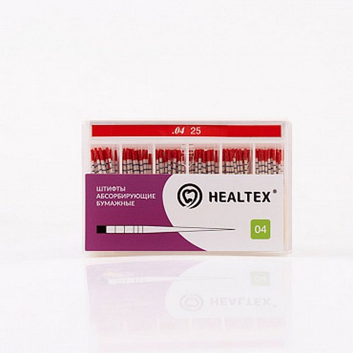 Штифты абсорбирующие бумажные Healtex с маркировкой длины, конусность 04