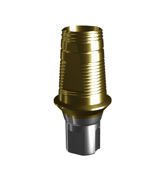 Абатмент-основание (одиночный), аналог GEO, совместим с Straumann Bone Level RC, с покрытием TiN, с 2 винтами