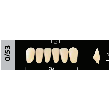 Зубы Super Lux 0/53 фронтальный низ, 6 шт.
