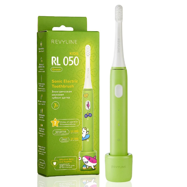 Электрическая звуковая зубная щётка Revyline RL 050 Kids, Green