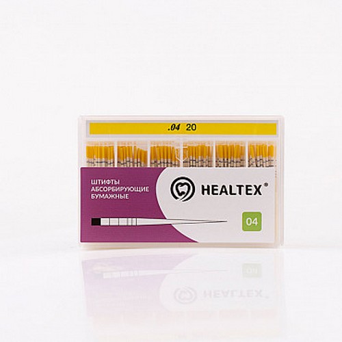 Штифты абсорбирующие бумажные Healtex с маркировкой длины, конусность 04