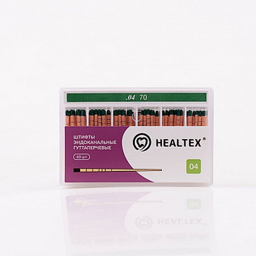 Штифты эндоканальные гуттаперчевые Healtex с маркировкой длины, конусность 04