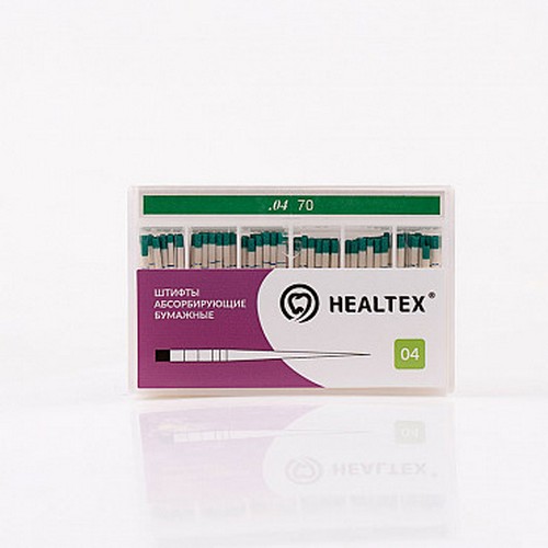 Штифты абсорбирующие бумажные Healtex с маркировкой длины, конусность 04