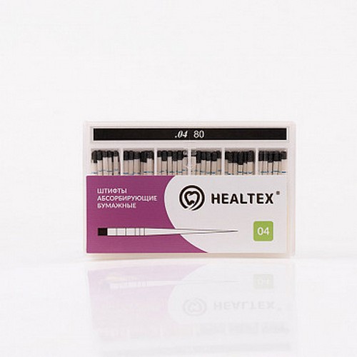 Штифты абсорбирующие бумажные Healtex с маркировкой длины, конусность 04