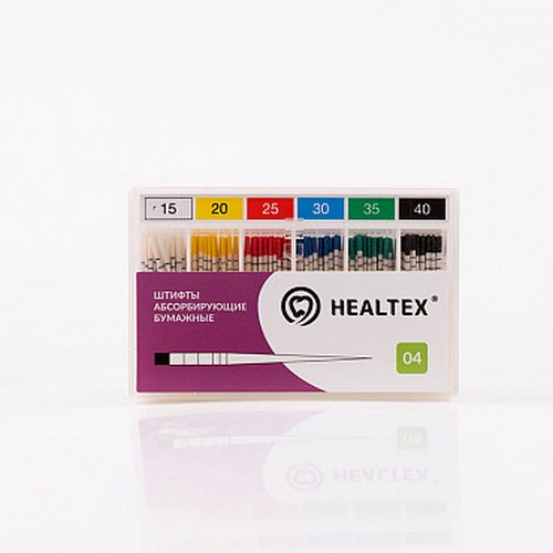 Штифты абсорбирующие бумажные Healtex с маркировкой длины, конусность 04