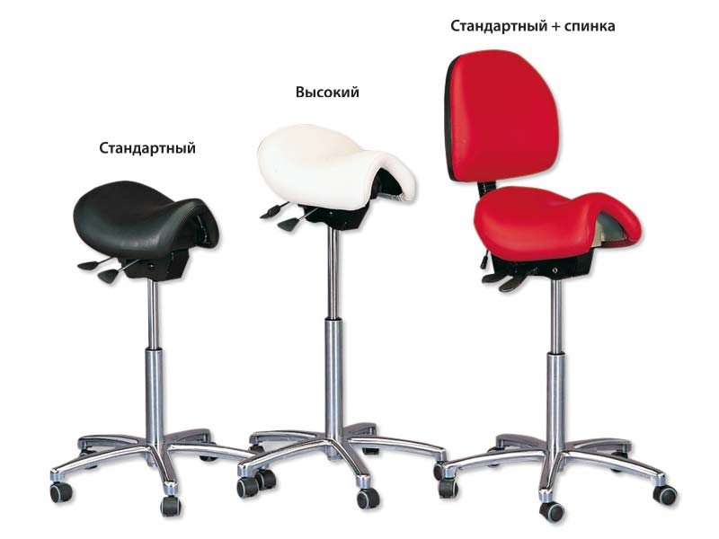 Стул-седло твёрдое Bambach, стандартное со спинкой, премиальная кожа