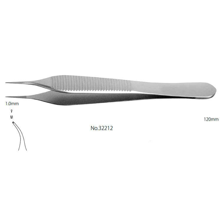 Пинцет стоматологический Micro-Adson изогнутый с крючком, 32212