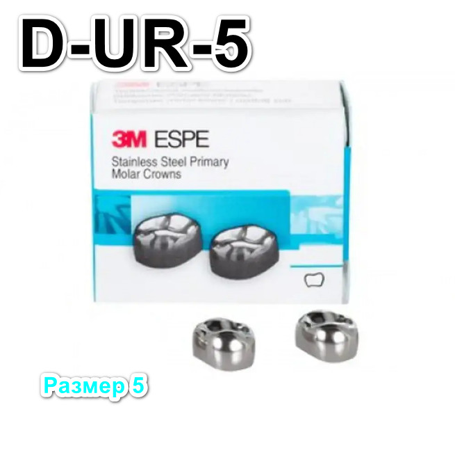 Коронки Stainless Steel Crowns первый верхний правый моляр, р-р5 D-UR-5, 2 шт.