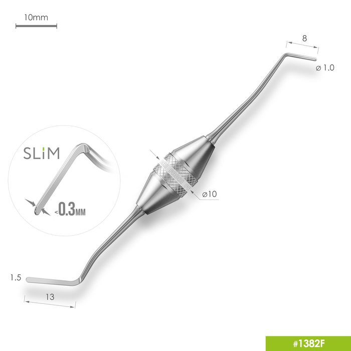 Удлиненная узкая гладилка SLIM c цилиндрическим штопфером с эргономичной ручкой 1382F