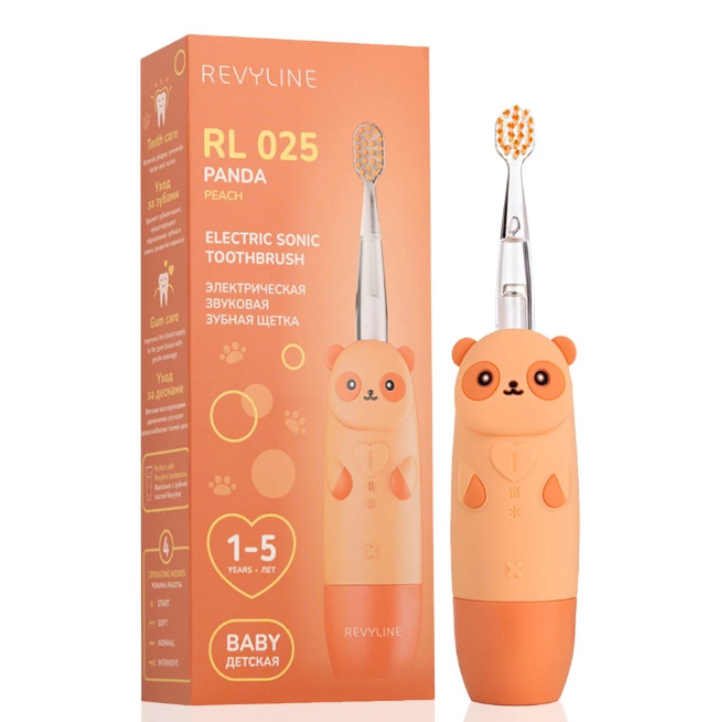 Электрическая звуковая зубная щетка Revyline RL 025 Panda, персиковая