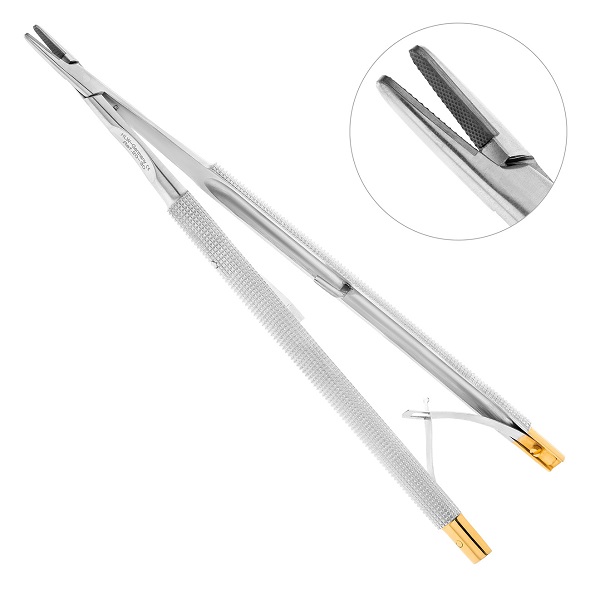 Иглодержатель хирургический прямой Castroviejo-Gomel TC 20-30