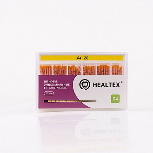 Штифты эндоканальные гуттаперчевые Healtex с маркировкой длины, конусность 04