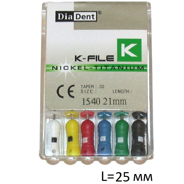 К-Файлы - K-File NiTi L25 мм, DiaDent