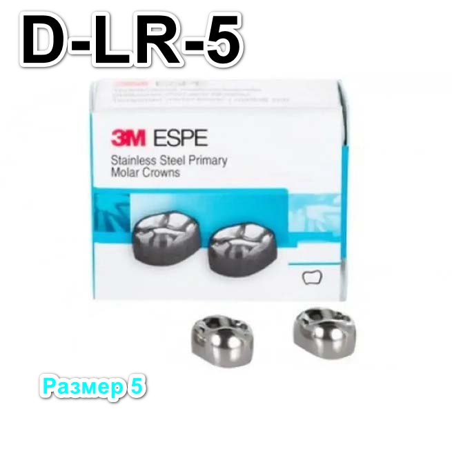 Коронки Stainless Steel Crowns первый нижний правый моляр, р-р5 D-LR-5, 2 шт.